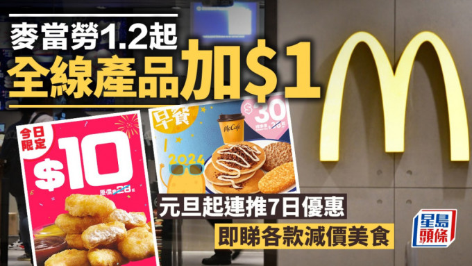 香港麦当劳决定于2024年1月2日起，上调全线产品价格1元。