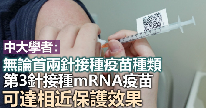 中大學者指第3針接種mRNA疫苗的防疫效果較佳。資料圖片