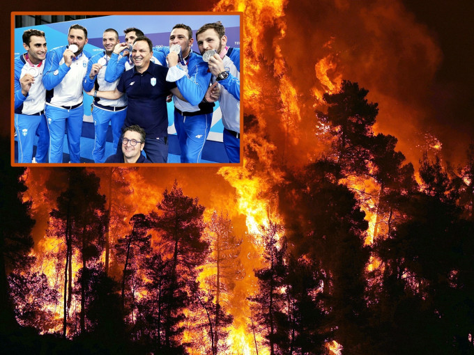 希臘奧運銀牌水球隊捐一半獎金協助受山火影響的居民。AP