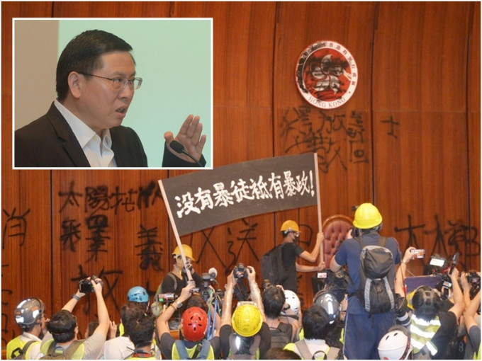宋如安指香港有示威者破坏中联办等属公然挑战一国两制。资料图片