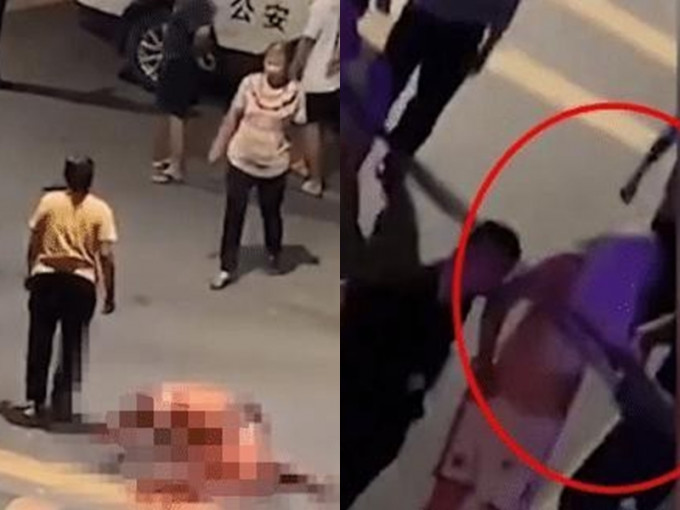 广东一名38岁男子当街斩死67岁老父。 网图