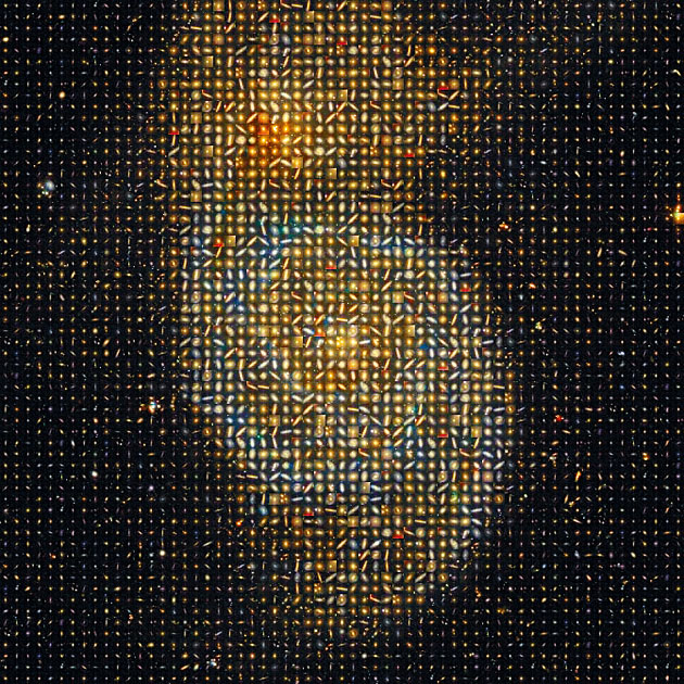 中大學者參與的國際天文團隊，公布MaNGA樣本中漩渦星系（M51）的圖像，由一千個星系的圖像拼接而成。