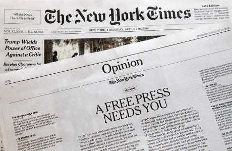 美國350家報刊今天同步以社論捍衛新聞自由。AP