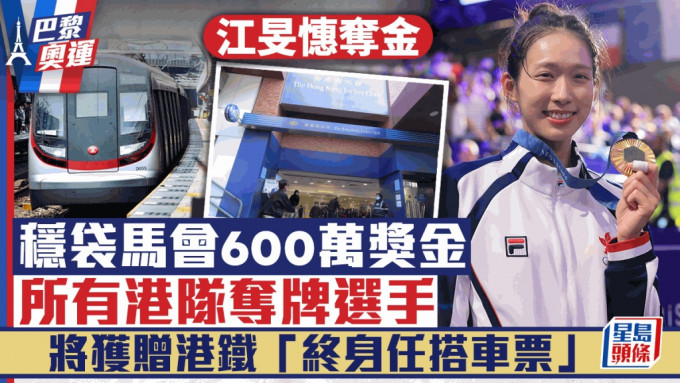 巴黎奧運︱江旻憓奪金穩袋馬會600萬獎金 港鐵送「終身任搭車票」予所有港隊奪牌選手