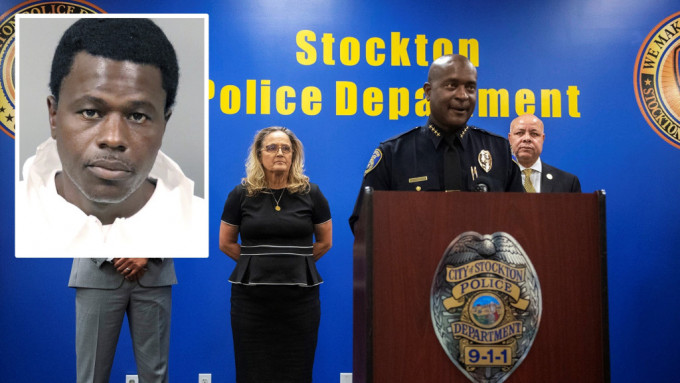 当地警方拘捕43岁黑人男子布朗利(小图)。AP图片
