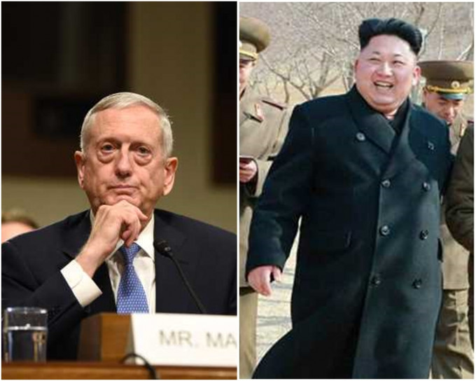 美国国防部长马蒂斯(左图)警告北韩，会撃落攻击美国及关岛的导弹。