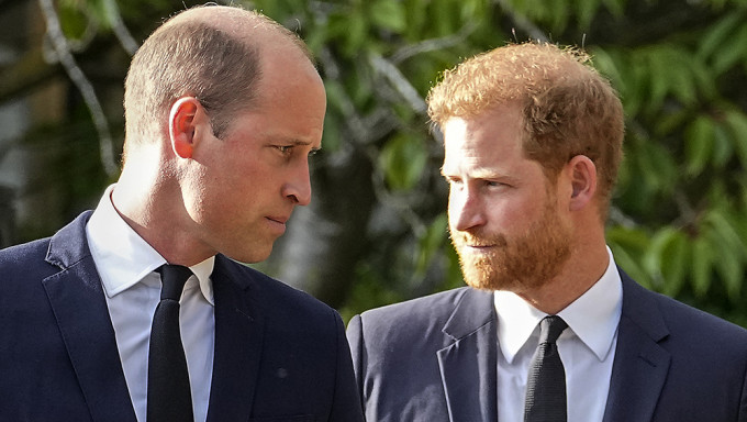 哈里王子（右）指前年一次谈论梅根未来路向的会议中，其兄长威廉王子向他高声呼喝。AP资料图片