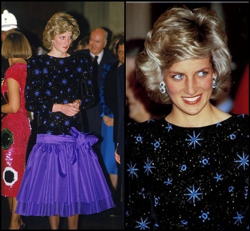 戴妃在80年代穿著的蓝黑晚装以近900万拍出，刷新纪录。网上图片