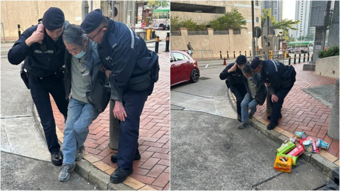 慈雲山伯伯推購物車跌倒 幸巡警及時發現送回家