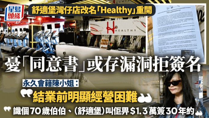 舒適堡結業︱灣仔店重開入場健身前須簽「同意書」HEALTHY劃清界線：公司與舒適堡合約糾紛無關