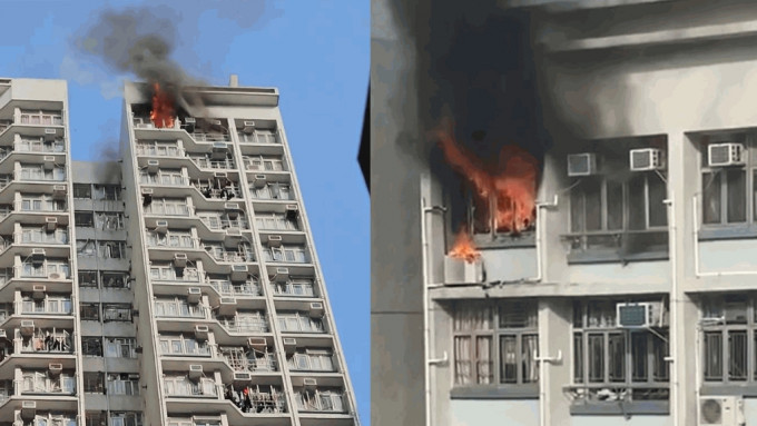慈雲山慈民邨民裕樓一頂樓單位發生火警。