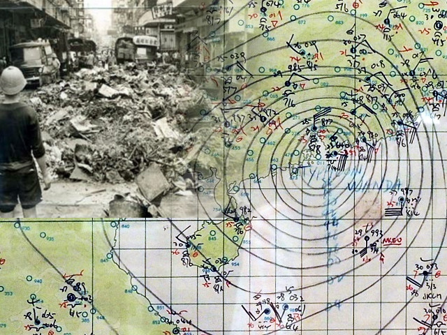 昔日台风象图要由天文台职员人手绘画。