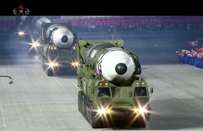 北韩展示导弹。AP资料图片