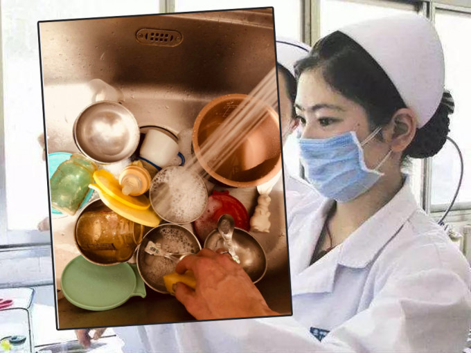 台湾护士妈妈为抗疫未能回家，丈夫上传自己帮忙洗碗的照片，并心痛妻子身心疲累。（示意图／FB图）