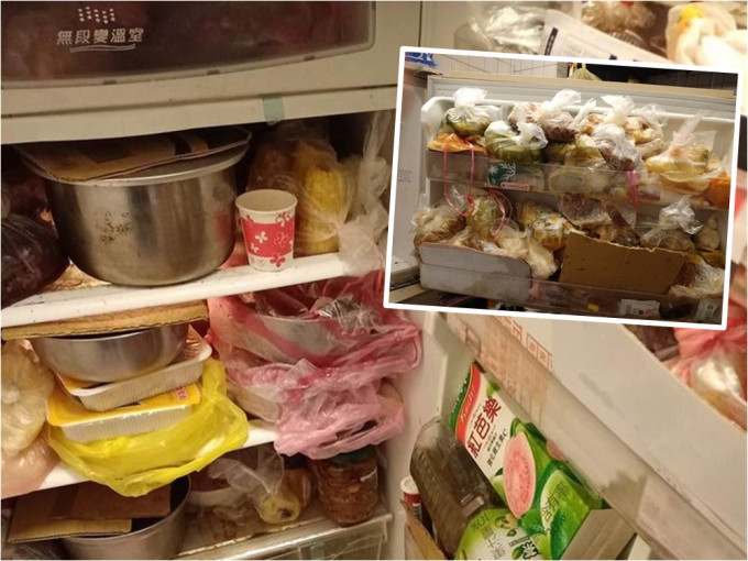 台湾网民公开合租单位的共用雪柜，发现内面塞满食物，场面恐怖。FB「爆怨公社」图片