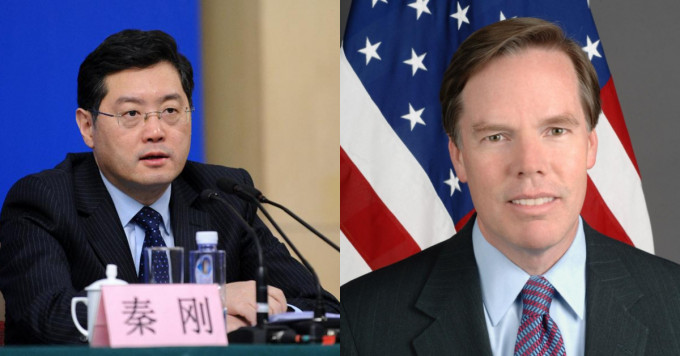 外交部副部長秦剛（左）擔任下一任駐美大使；伯恩斯（右）將出任下任美國駐華大使。