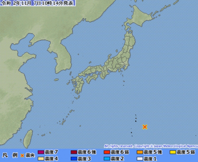 日本火山列島近海發生黎克特制6.2強震。日本氣象廳