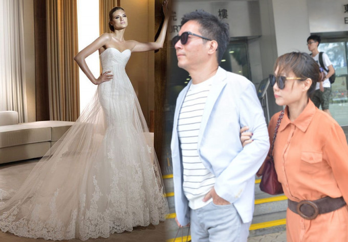 49歲被告李紫瑋（橙衫者）承認涉案婚紗並非受皇室歡迎的西班牙品牌「Pronovias」 婚紗（圖左）。