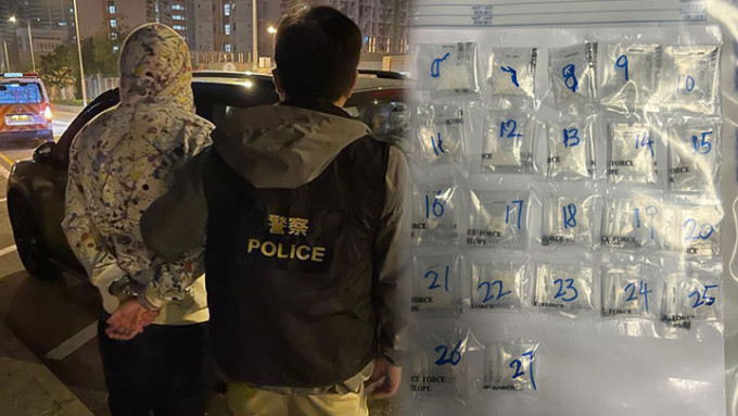 行动中，警方拘捕3名男女并检获的毒品总市值约36,300元。警方提供