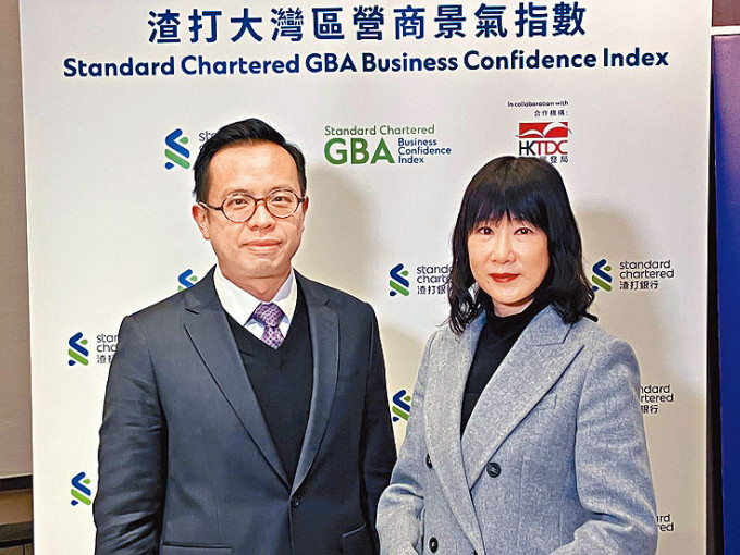 （左起）渣打大中華區高級經濟師劉健恒、香港貿易發展局研究總監范婉兒。