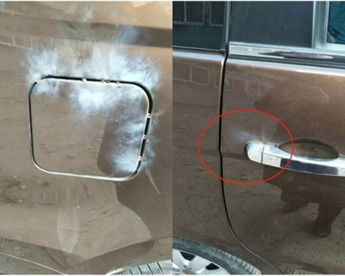 遼寧男子座駕油箱蓋被塞炮仗。網上圖片
