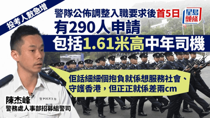 警队调整入职后投考人数急增 1.61米高中年司机即申请