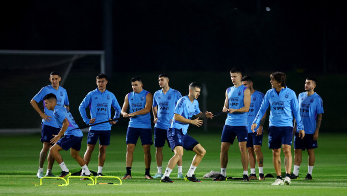 阿根廷周四進行公開操練，只有於四強時出任後備的球員出席。Reuters