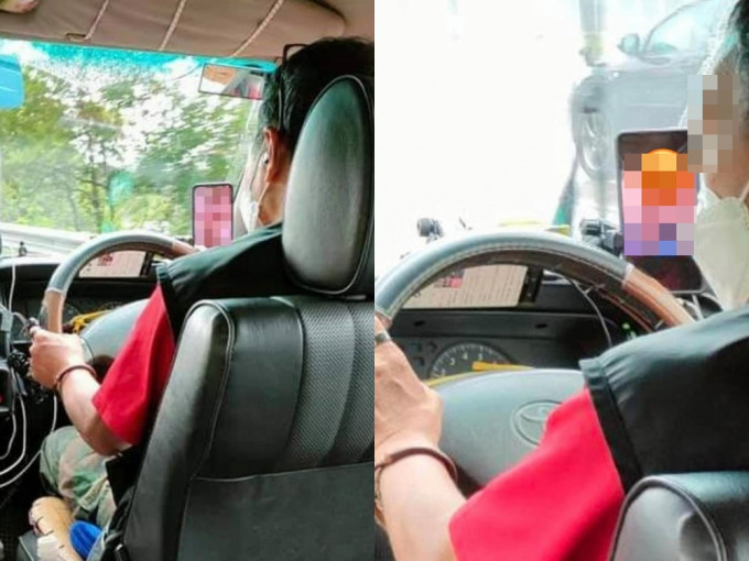 家长携童搭的士时，惊见的哥疑边揸车边播成人片。慈云山资讯交流FB图片