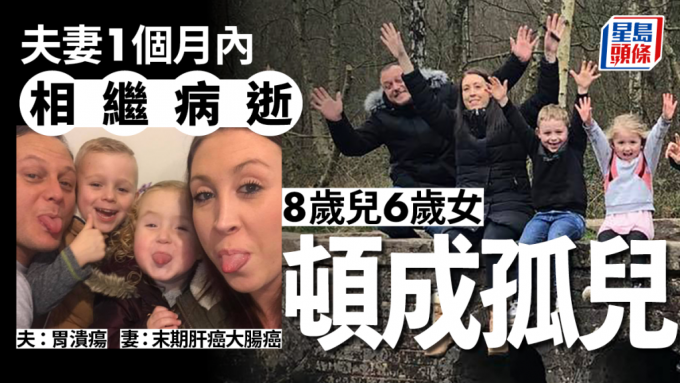 英國一對夫婦於1個月內相繼病逝，遺下一對年幼子女無人照顧。