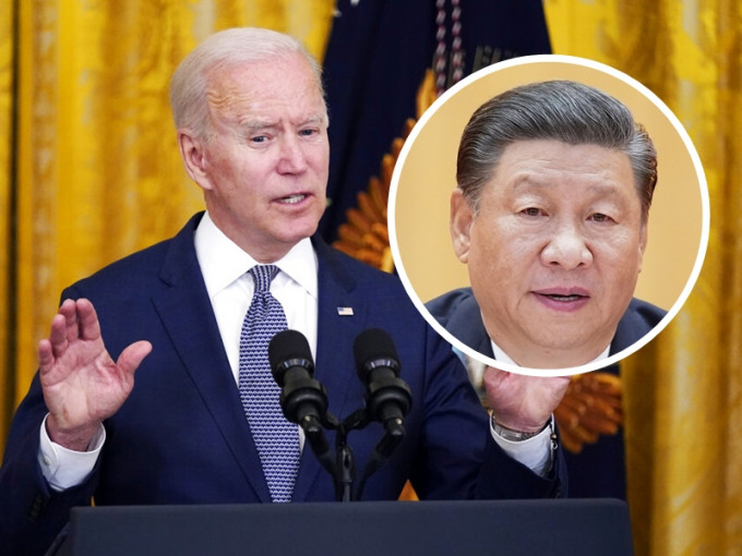 美國白宮將安排總統拜登在未來數月與中國國家主席習近平（小圖）對話。AP圖片及新華社圖片