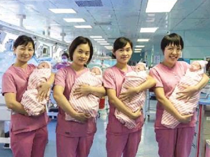 深圳媽媽誕下2男2女，院方稱四胞胎出生率百萬分之一。（網圖）