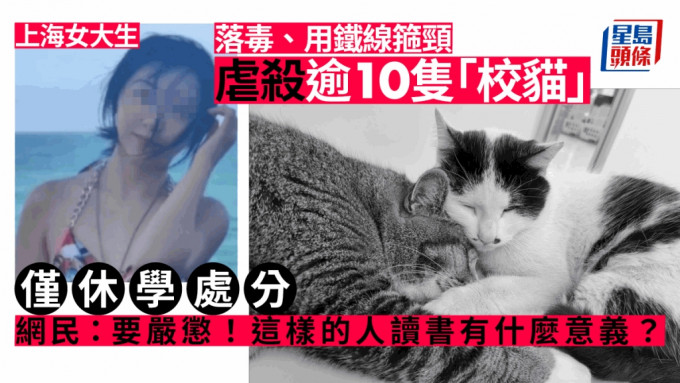 上海科技大学逾10猫虐杀，怀疑涉案女大学生(左图)。 微博图