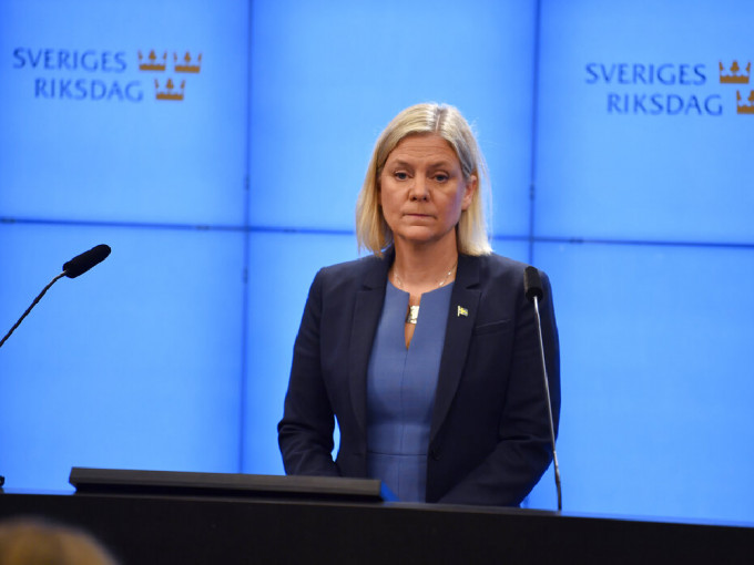 瑞典首任女首相安德森上任仅7小时就宣布辞职。（美联社）
