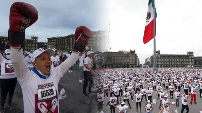 墨西哥城举行了有史以来规模最大的拳击课程。AP图片