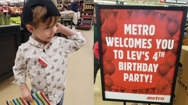 加拿大安省4岁男童戈德法布（Lev Goldfarb ）近日实现在Metro举行生日会的愿望。网上图片