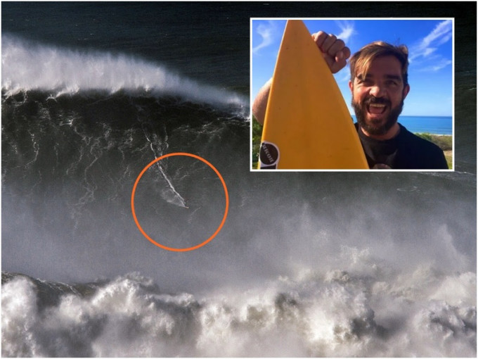 巴西神级冲浪王罗德里戈征服80尺巨浪。网图