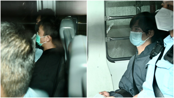 被告陈思诺（左）、黄滪罗（右）与李浩源和蔡启棉早前承认在TG上发袭警言论等，今被判监16至38个月。资料图片