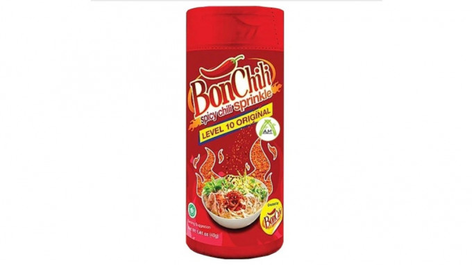 印尼進口預先包裝辣椒粉「BonChili Spicy chili sprinkle 」被驗出含除害劑環氧乙烷。網上圖片