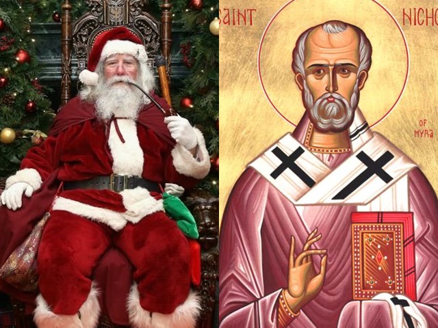 聖尼古拉斯(右)相信是聖誕老人原型。網圖