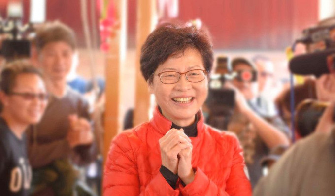 林郑月娥在竞选网页向市民拜年。林郑月娥fb