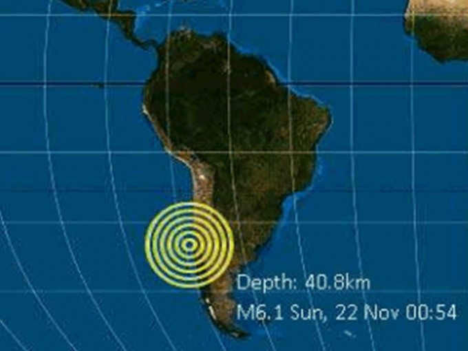 地震在智利中部近海發生。網圖