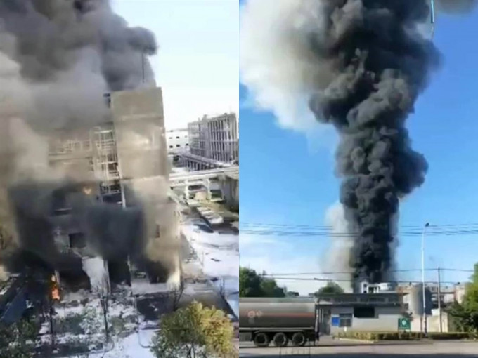 湖北省仙桃市化工廠發生爆炸。 網圖