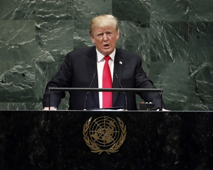 美国总统特朗普在联合国大会周年会议中，向中国的贸易政策发炮。AP