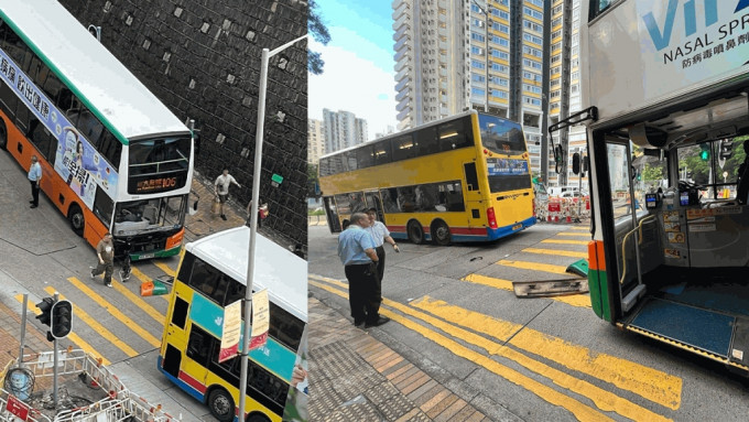 柴湾道两巴士相撞 车窗粉碎至少1人受伤
