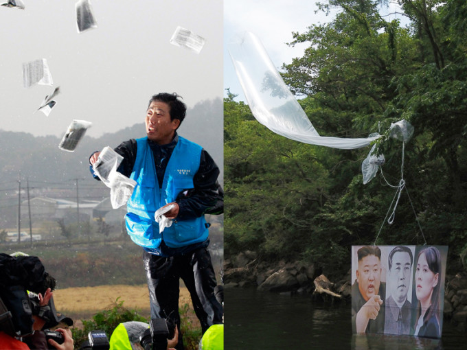 南韓再有脫北者以氣球向北韓散發反朝傳單。AP圖