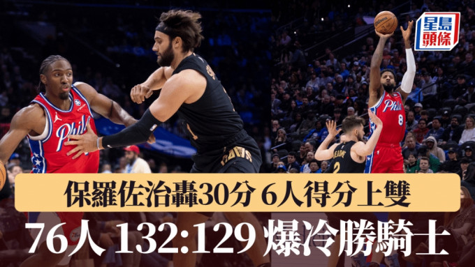 保罗佐治贡献全队最高30分，领军76人击败骑士终止7连败。AP