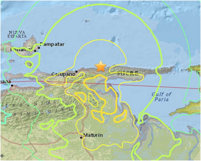 委内瑞拉东部发生7.3级强烈地震。网图