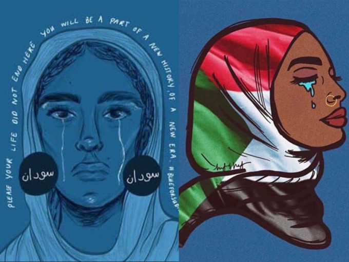 民众纷纷将头像换成蓝色，声援苏丹受暴群众。（网图）