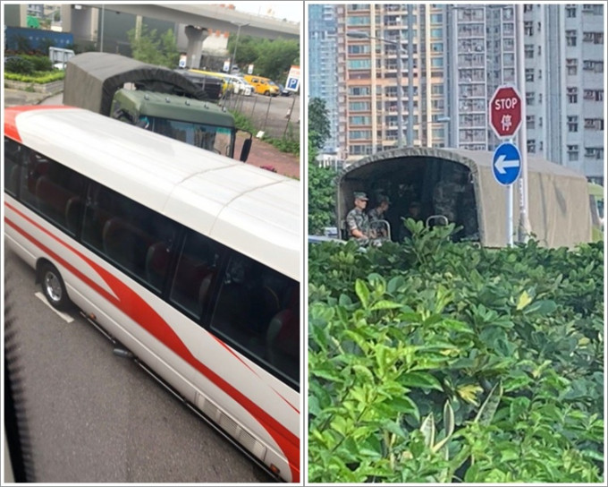 駐港解放軍車撞向小巴車尾。香港突發事故報料區 網民：Ovo Ng‎