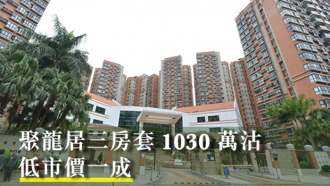 大圍聚龍居三房套1030萬沽，低市價一成。